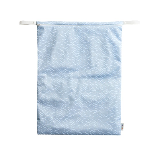 Grande pochette imperméable pour langes lavables avec gouttes bleues